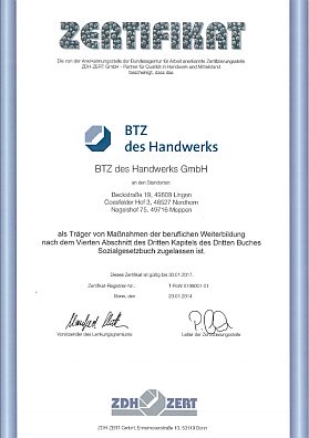 BTZ Zertifikat Qualit&auml;tsmanagement